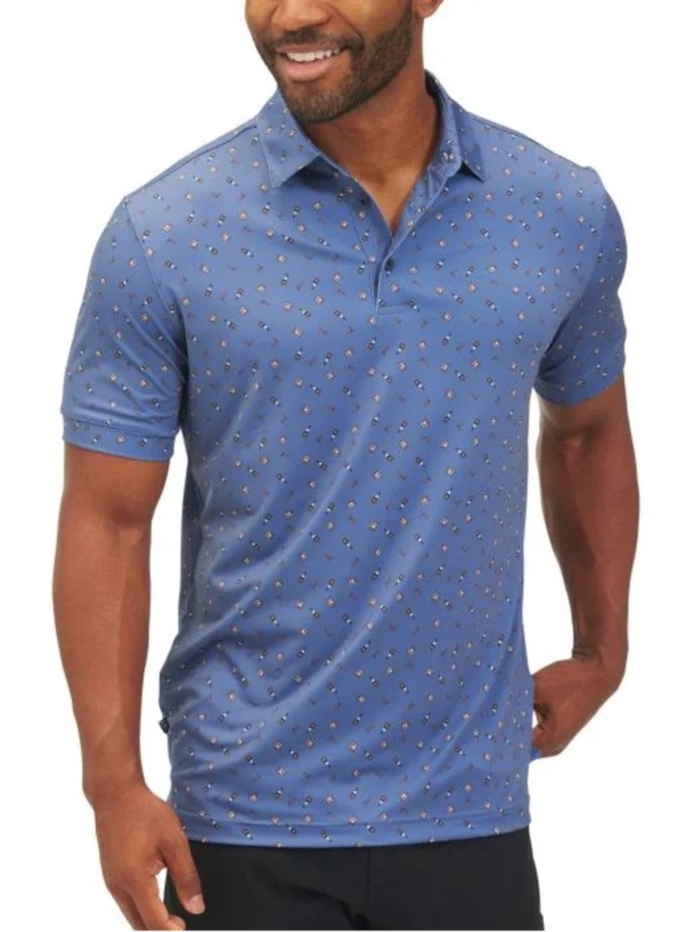 Mizzen+Main Whiskey and Ash Print Classic  Blue Short-Sleeve Polo